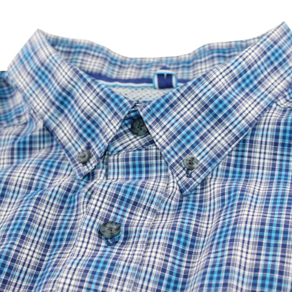 Ariat Pro Series 2XL Fitted Long Sleeve Blue Checkered Cowboy Western Shirt - Picture 10 of 12